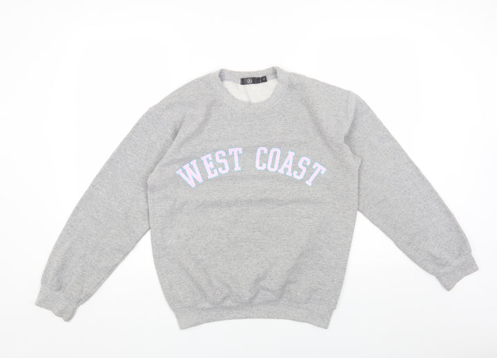 Missguided Womens Grey Round Neck Cotton Pullover Jumper Size S - West Coast