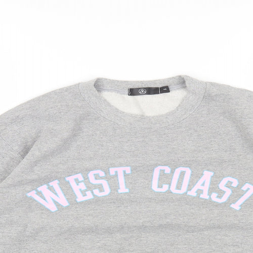 Missguided Womens Grey Round Neck Cotton Pullover Jumper Size S - West Coast