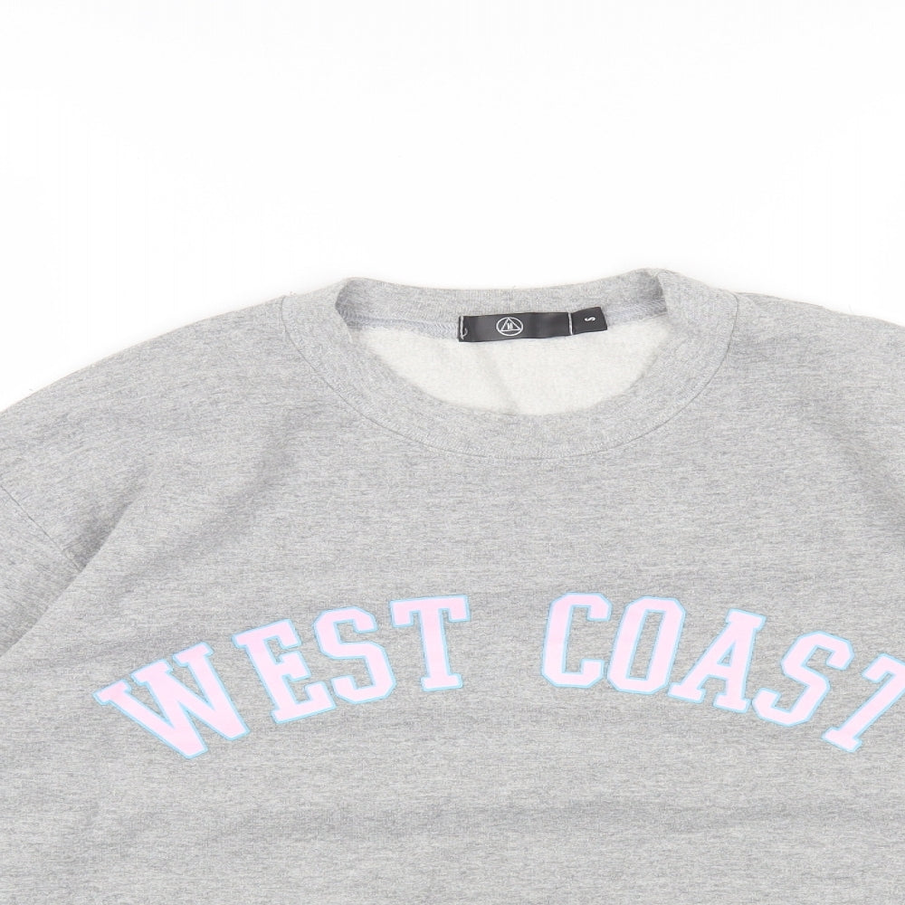 Missguided Womens Grey Round Neck Cotton Pullover Jumper Size S - West Coast