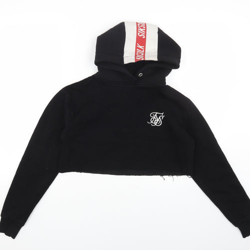 SikSilk Womens Black Cotton Pullover Hoodie Size 8 Pullover