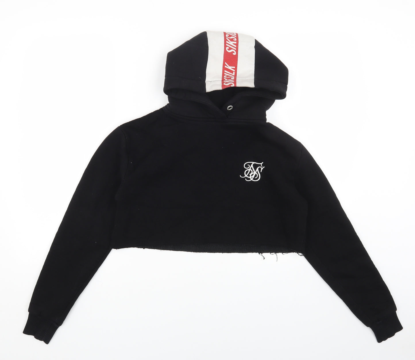 SikSilk Womens Black Cotton Pullover Hoodie Size 8 Pullover