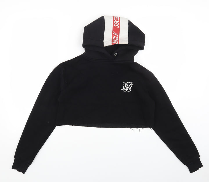 SikSilk Womens Black Cotton Pullover Hoodie Size 8 Pullover