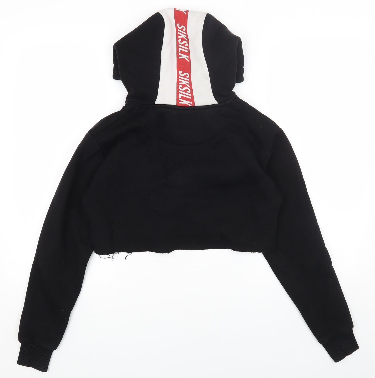 SikSilk Womens Black Cotton Pullover Hoodie Size 8 Pullover
