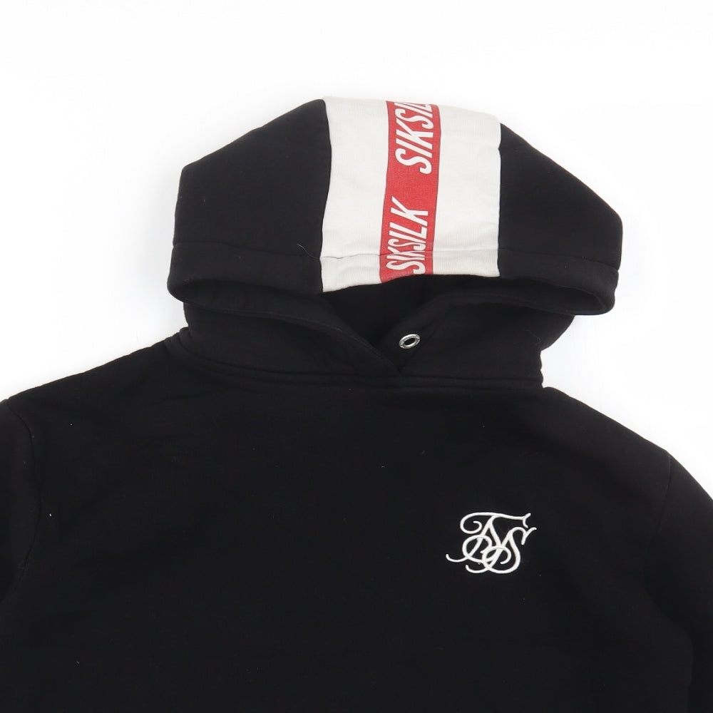 SikSilk Womens Black Cotton Pullover Hoodie Size 8 Pullover