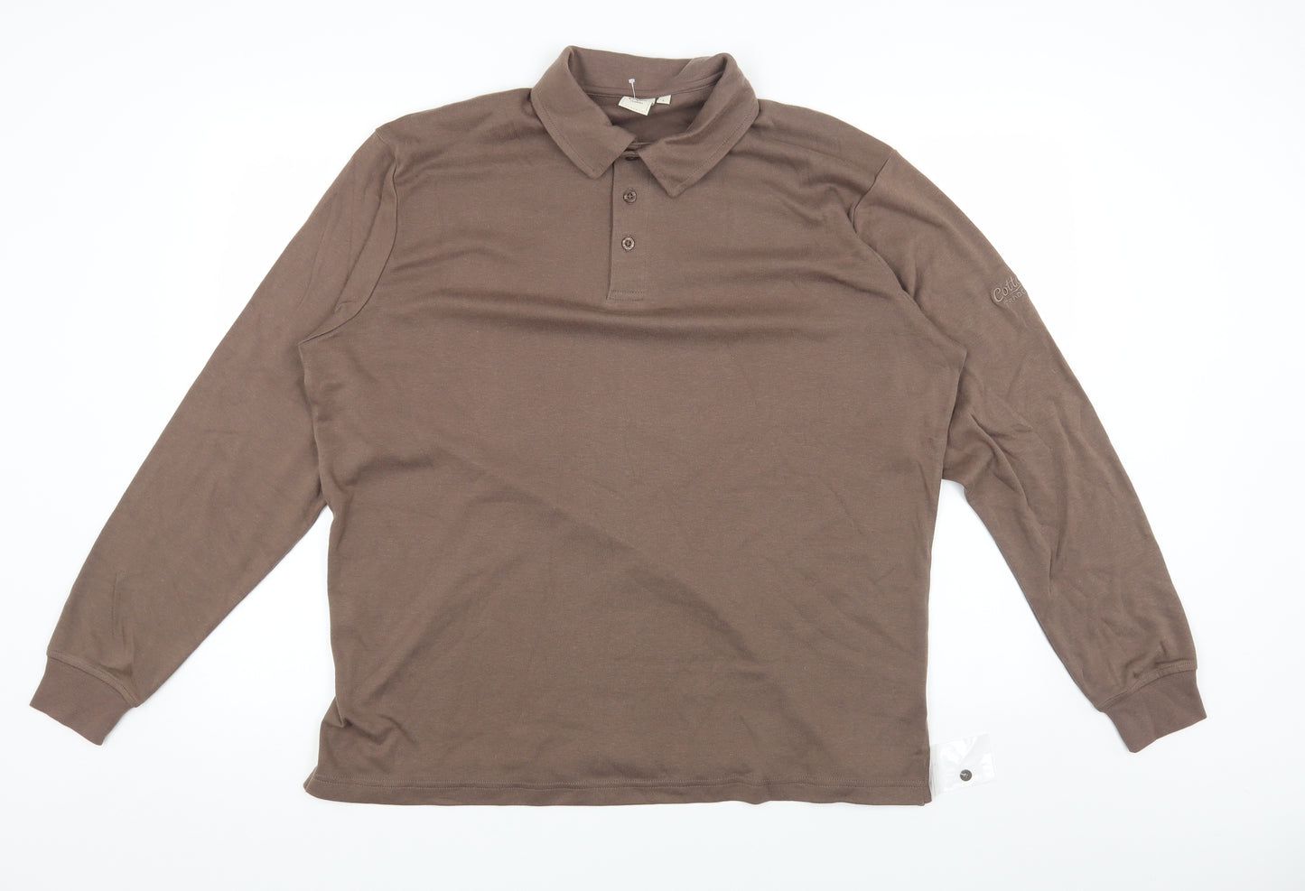 Cotton Traders Mens Brown Cotton T-Shirt Size L Collared