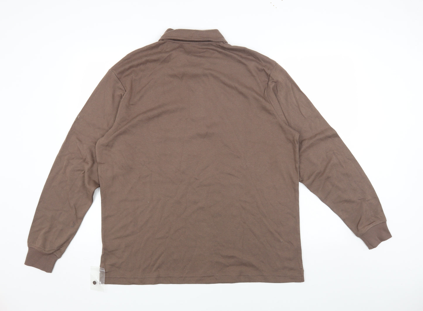 Cotton Traders Mens Brown Cotton T-Shirt Size L Collared