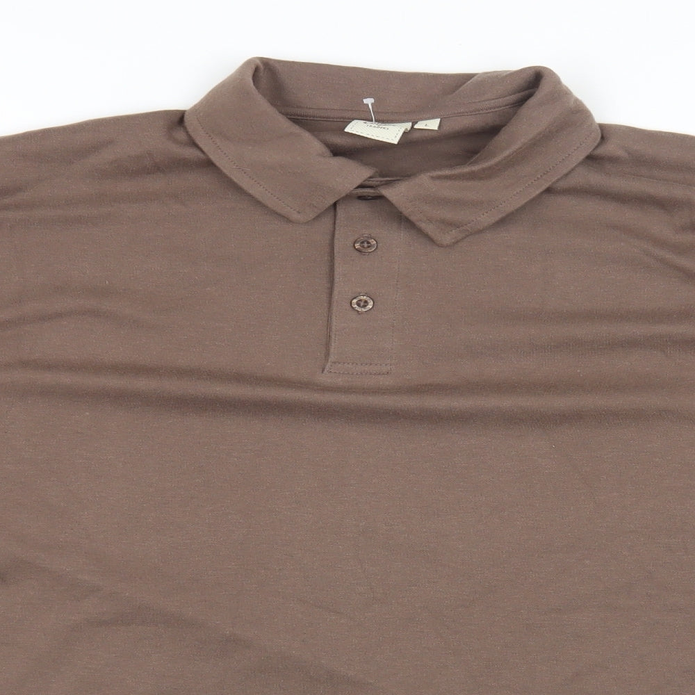 Cotton Traders Mens Brown Cotton T-Shirt Size L Collared