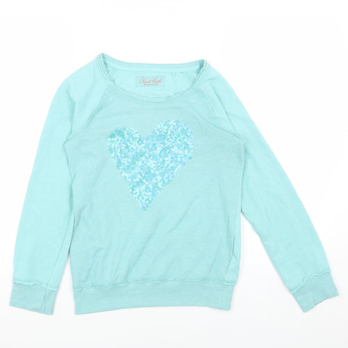 NEXT Girls Blue Cotton Pullover Sweatshirt Size 12 Years Pullover - Heart