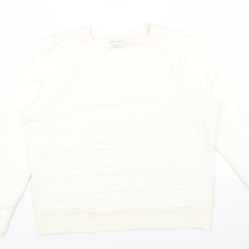 Warehouse Womens White Polyester Pullover Sweatshirt Size L Pullover - Textured
