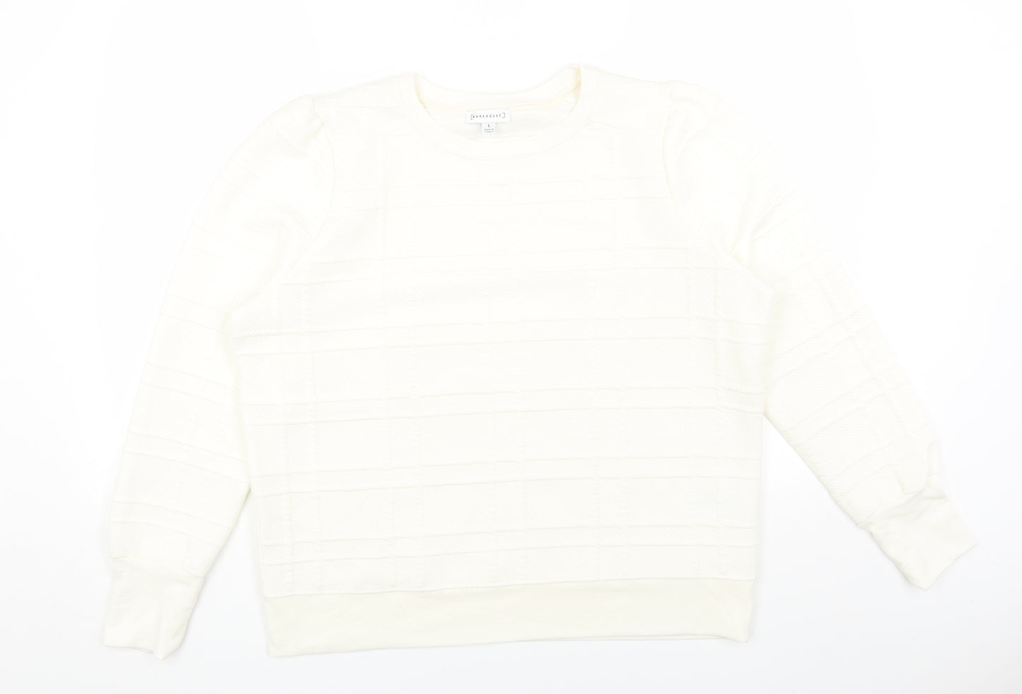Warehouse Womens White Polyester Pullover Sweatshirt Size L Pullover - Textured