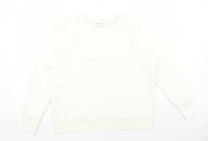 Warehouse Womens White Polyester Pullover Sweatshirt Size L Pullover - Textured