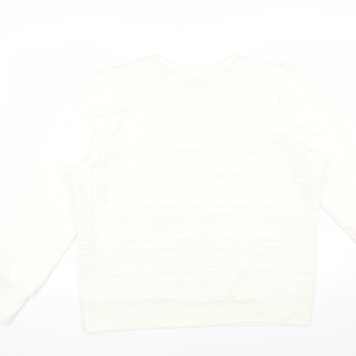 Warehouse Womens White Polyester Pullover Sweatshirt Size L Pullover - Textured