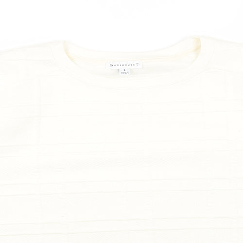 Warehouse Womens White Polyester Pullover Sweatshirt Size L Pullover - Textured
