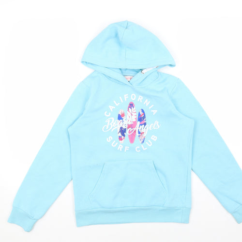 Preworn Girls Blue Cotton Pullover Hoodie Size 11-12 Years Pullover