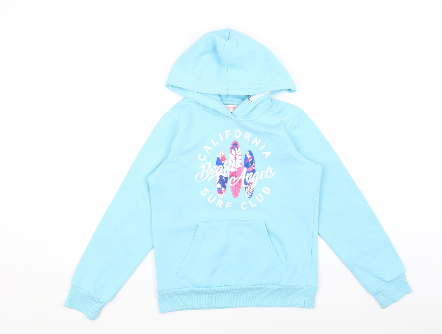 Preworn Girls Blue Cotton Pullover Hoodie Size 11-12 Years Pullover