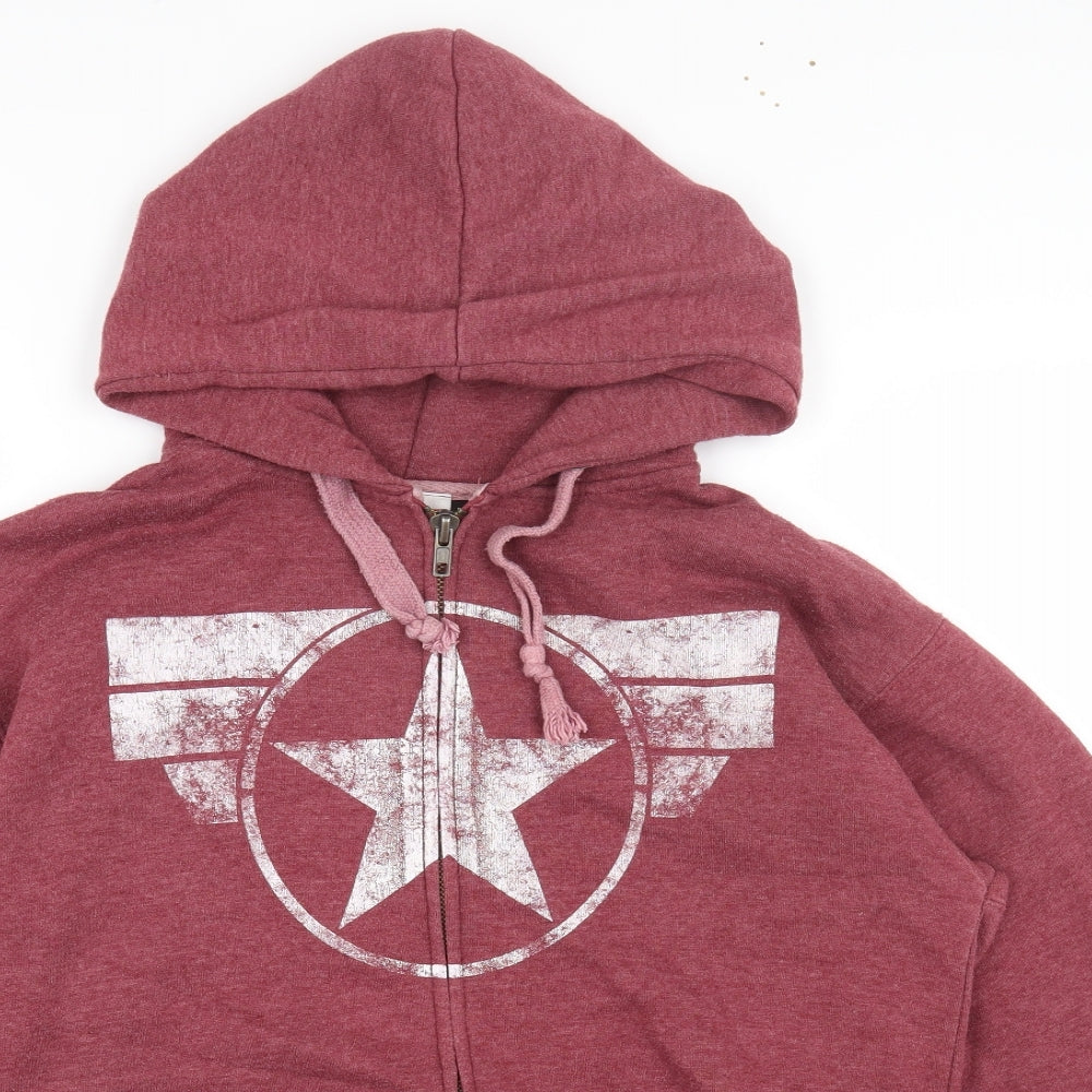 Marvel Mens Red Cotton Full Zip Hoodie Size M