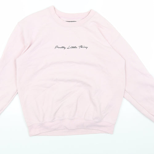 PRETTYLITTLETHING Womens Pink Cotton Pullover Sweatshirt Size S Pullover