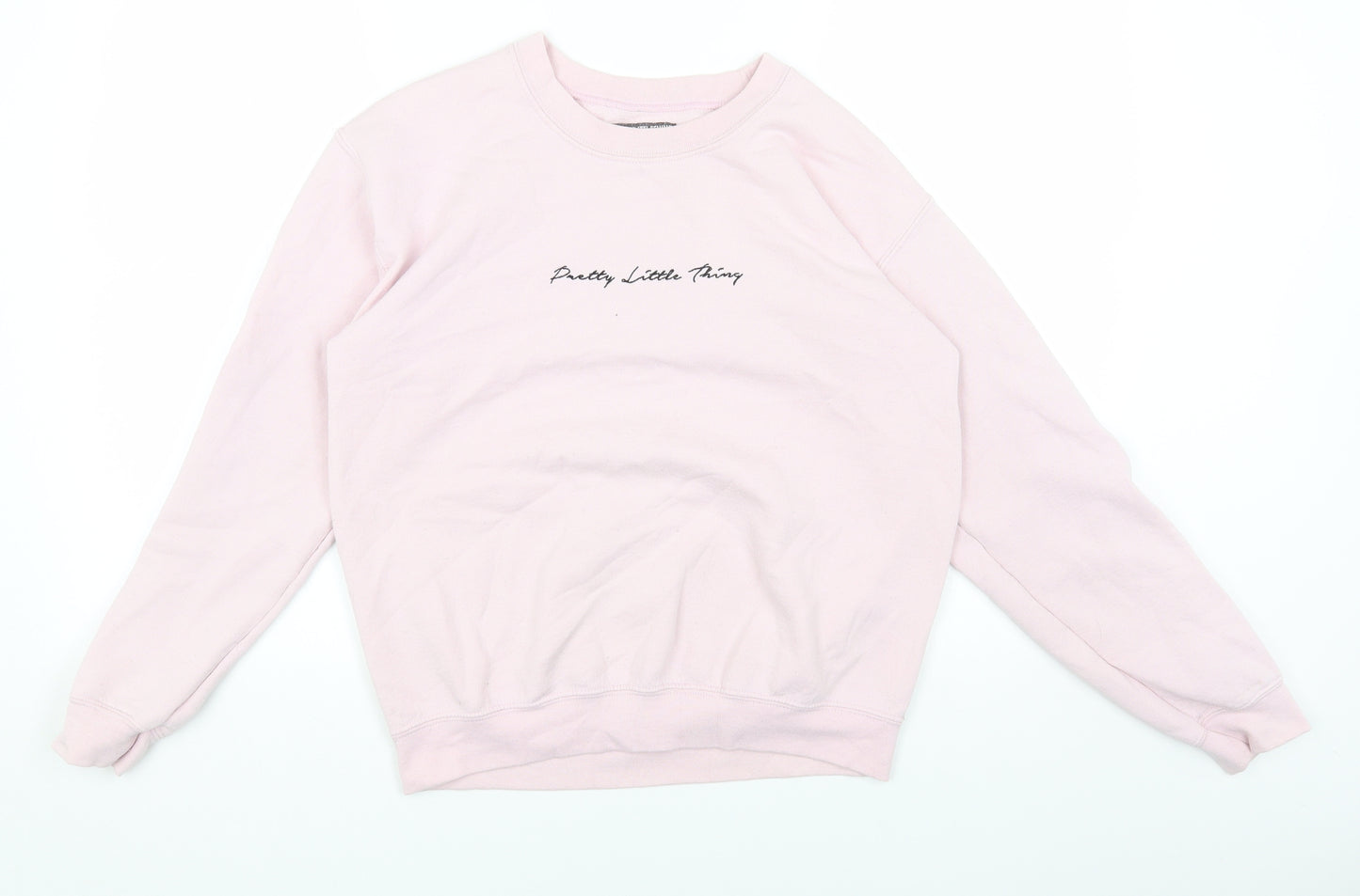 PRETTYLITTLETHING Womens Pink Cotton Pullover Sweatshirt Size S Pullover
