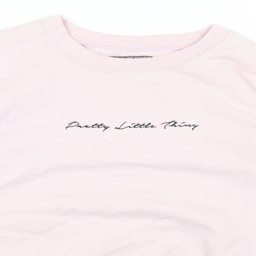 PRETTYLITTLETHING Womens Pink Cotton Pullover Sweatshirt Size S Pullover