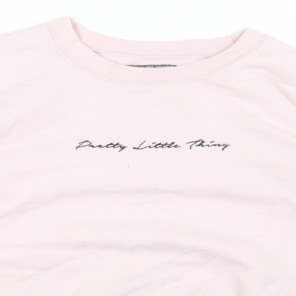 PRETTYLITTLETHING Womens Pink Cotton Pullover Sweatshirt Size S Pullover