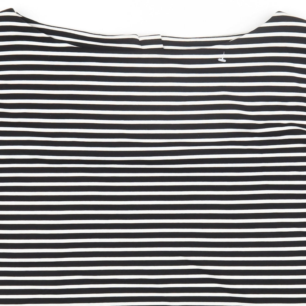 Marks and Spencer Womens Multicoloured Striped Viscose Basic T-Shirt Size 10 Round Neck
