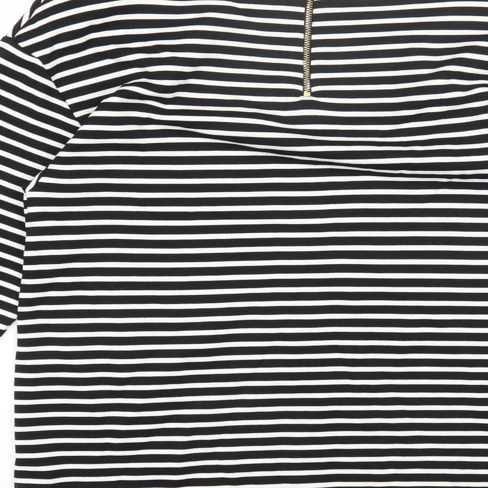 Marks and Spencer Womens Multicoloured Striped Viscose Basic T-Shirt Size 10 Round Neck