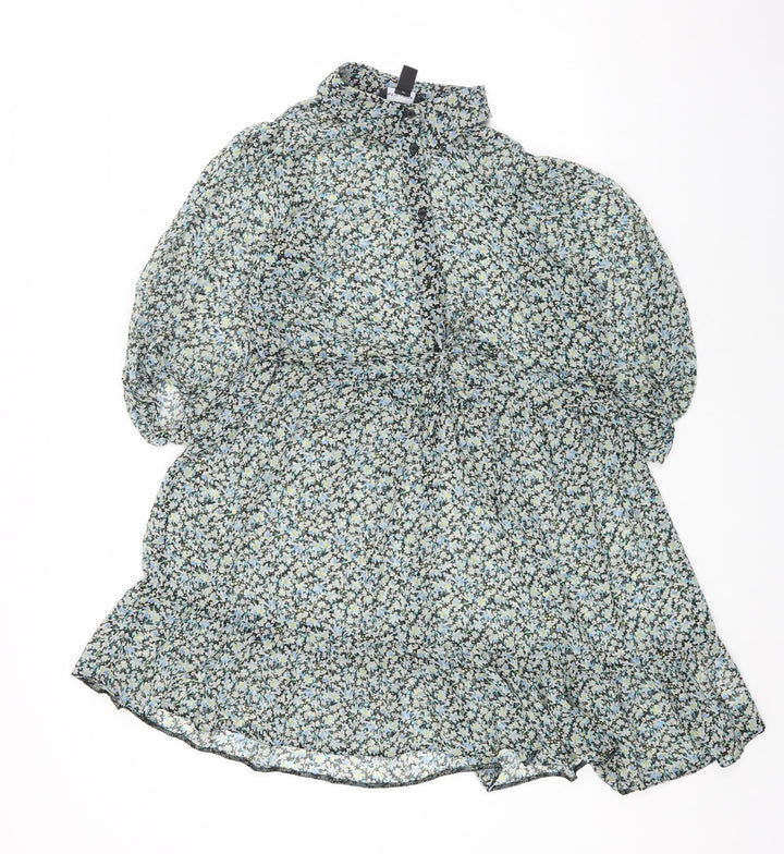 New Look Womens Multicoloured Floral Polyester Fit & Flare Size 8 Collared Button