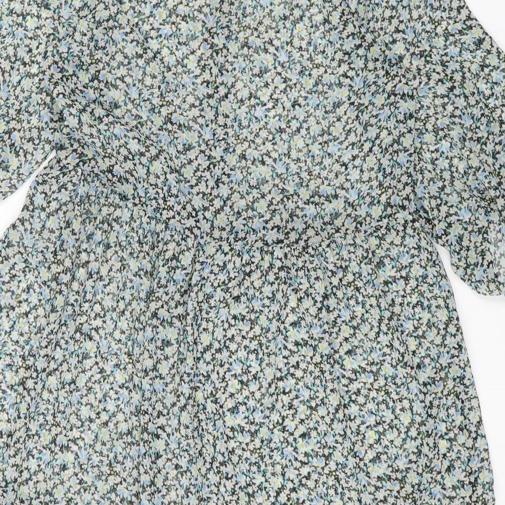 New Look Womens Multicoloured Floral Polyester Fit & Flare Size 8 Collared Button