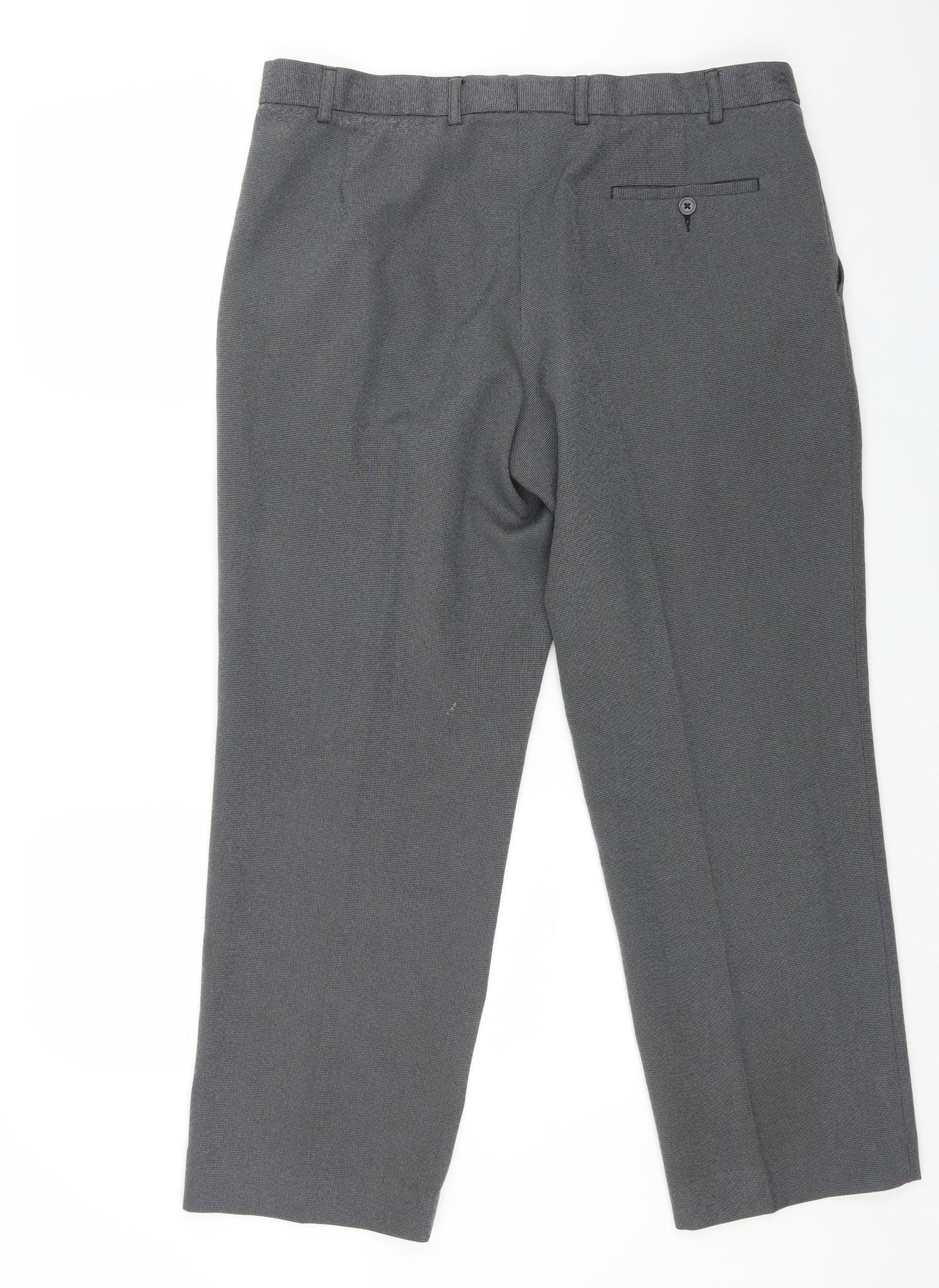 Marks and Spencer Womens Grey Polyester Trousers Size 38 in L29 in Regular Button