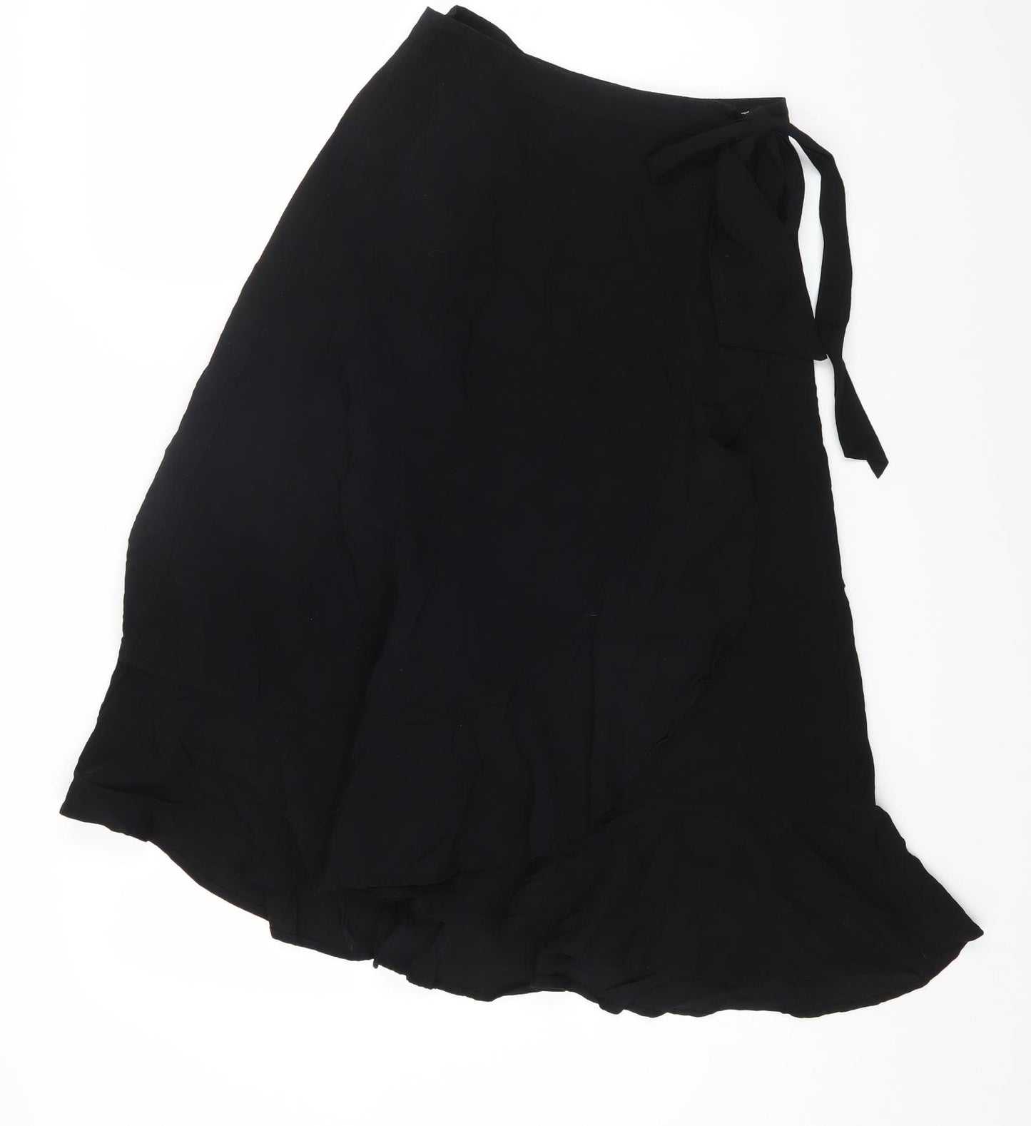 Whistles Womens Black Viscose Wrap Skirt Size 10 Button