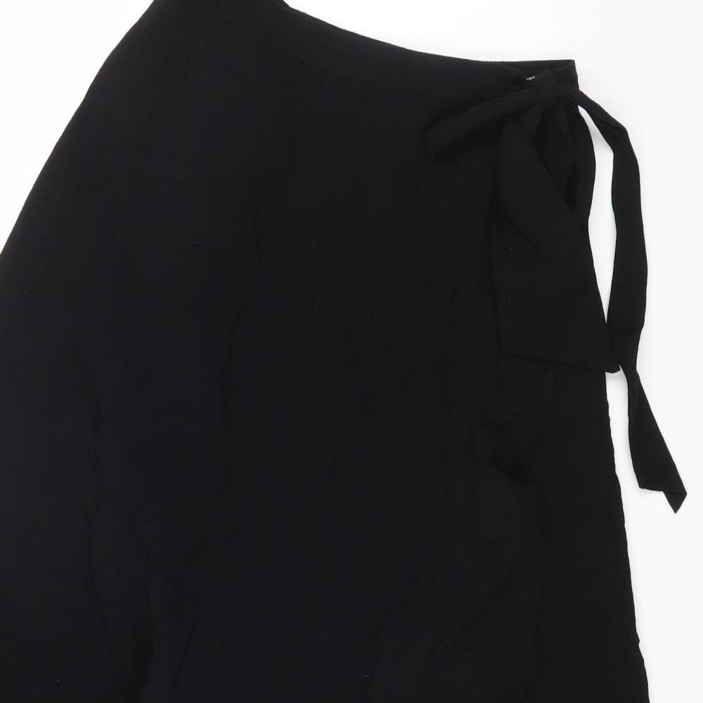 Whistles Womens Black Viscose Wrap Skirt Size 10 Button