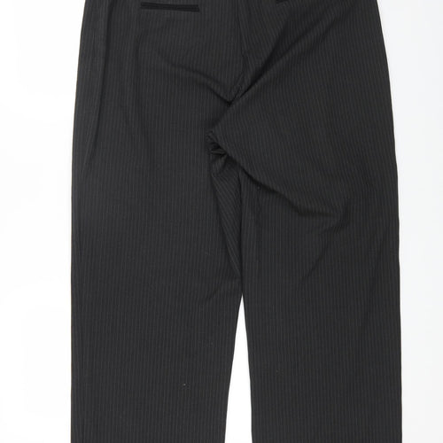 Liz Jordan Womens Grey Striped Polyester Dress Pants Trousers Size 16 L30 in Regular Zip