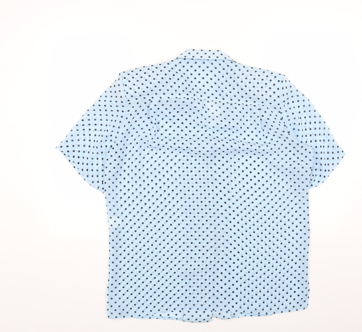 LUCIA Womens Blue Polka Dot Polyester Basic Button-Up Size 12 Collared