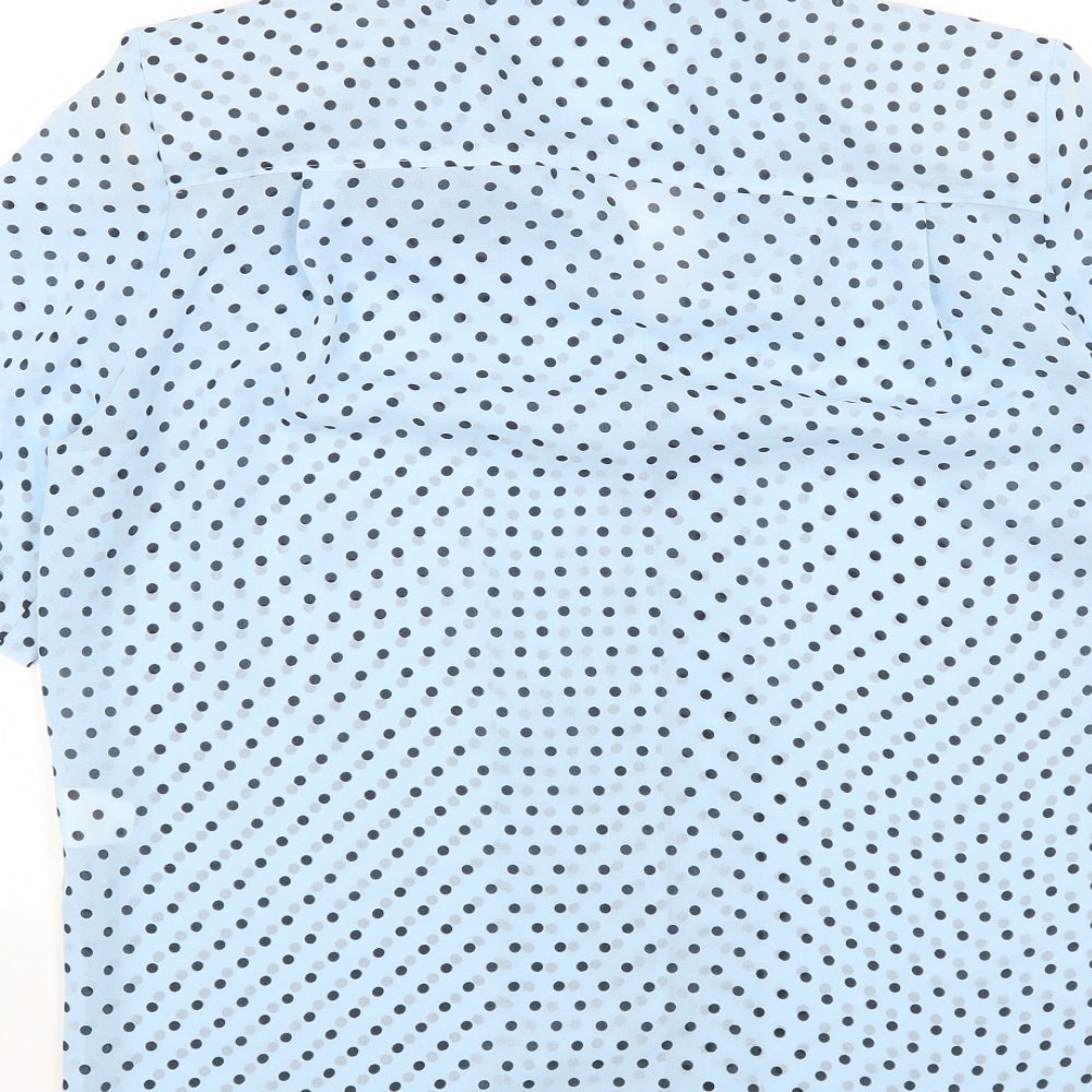 LUCIA Womens Blue Polka Dot Polyester Basic Button-Up Size 12 Collared