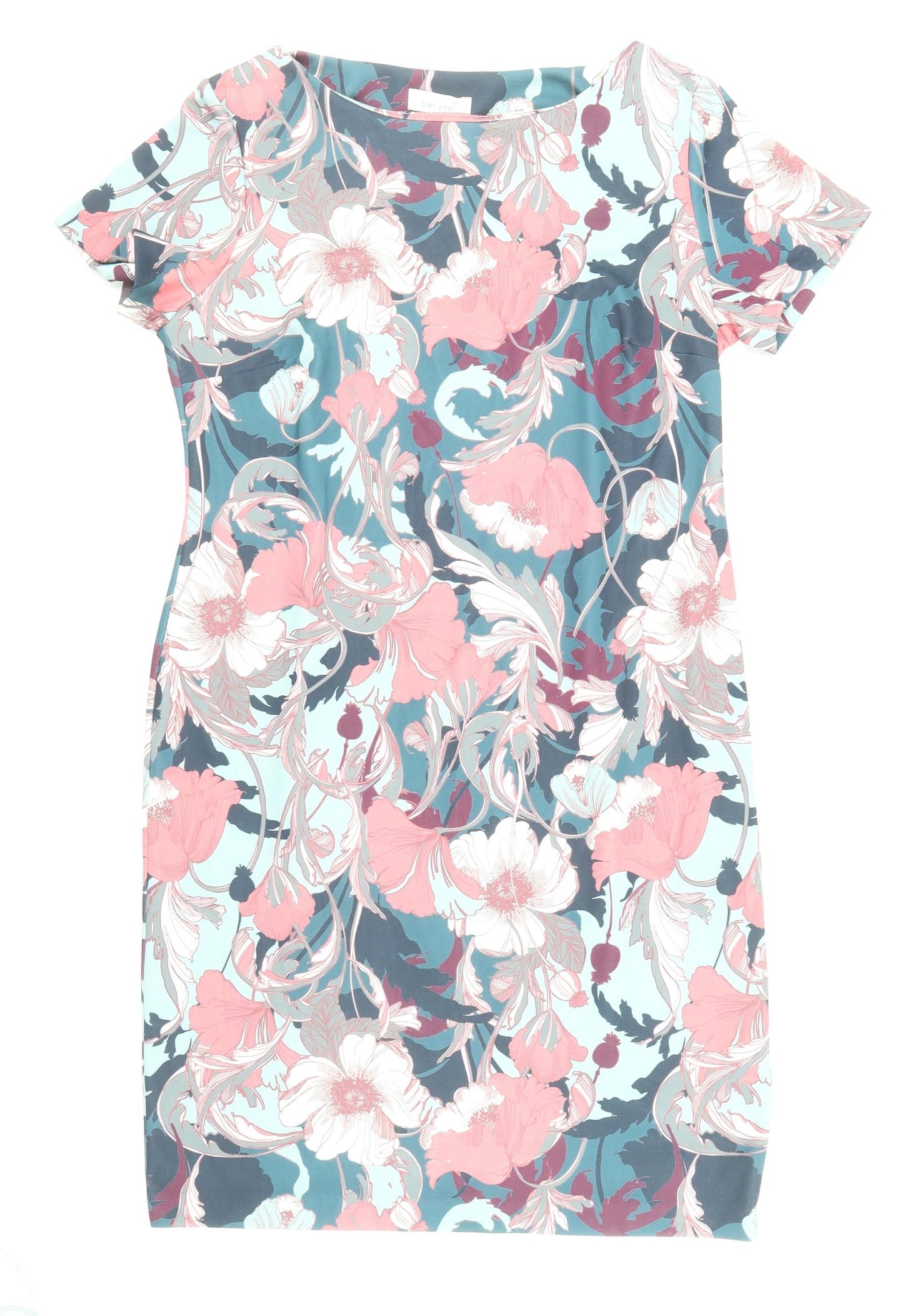Per Una Womens Multicoloured Floral Polyester Pencil Dress Size 16 Boat Neck Zip - Side Zip