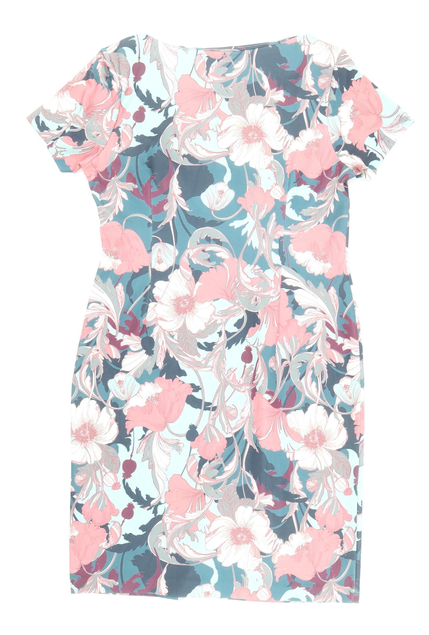 Per Una Womens Multicoloured Floral Polyester Pencil Dress Size 16 Boat Neck Zip - Side Zip