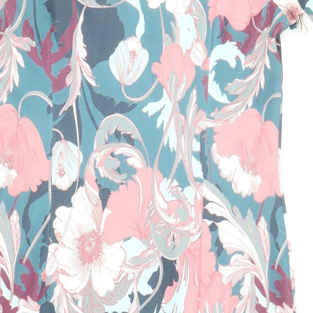 Per Una Womens Multicoloured Floral Polyester Pencil Dress Size 16 Boat Neck Zip - Side Zip