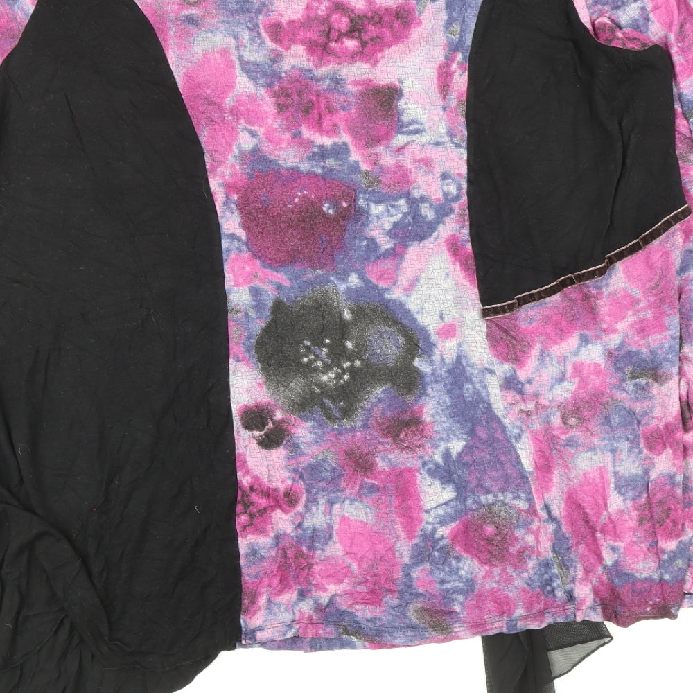 Joe Browns Womens Multicoloured Camouflage Viscose Jersey T-Shirt Size 22 Round Neck - Mesh Detail Colour Blocking
