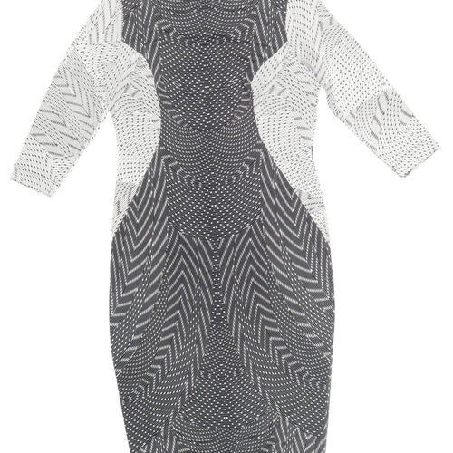 Autograph Womens Multicoloured Geometric Polyester Pencil Dress Size 12 Round Neck Zip -