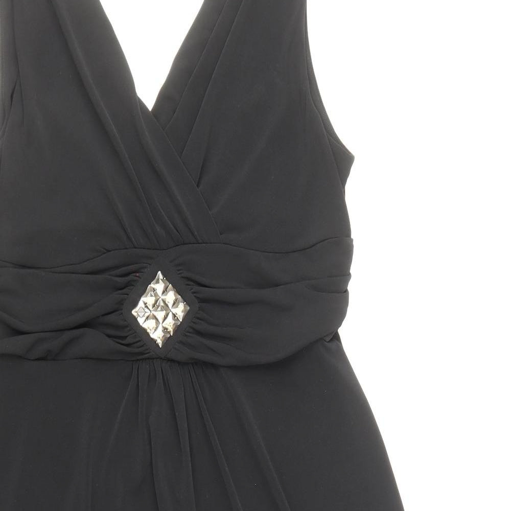 TU Womens Black Polyester A-Line Size 14 V-Neck Pullover