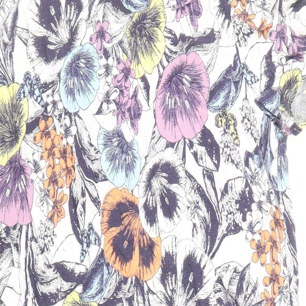 TU Womens Multicoloured Floral Viscose Shift Size 14 Round Neck Button