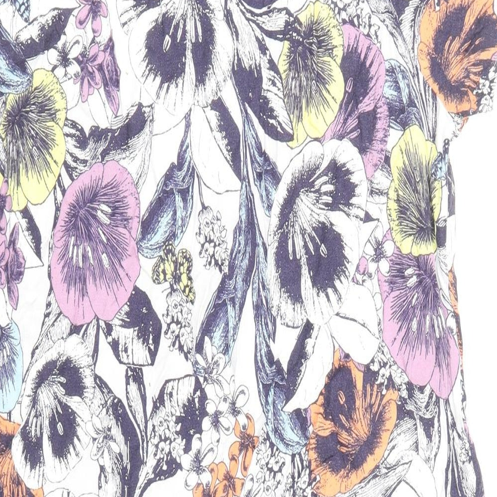 TU Womens Multicoloured Floral Viscose Shift Size 14 Round Neck Button