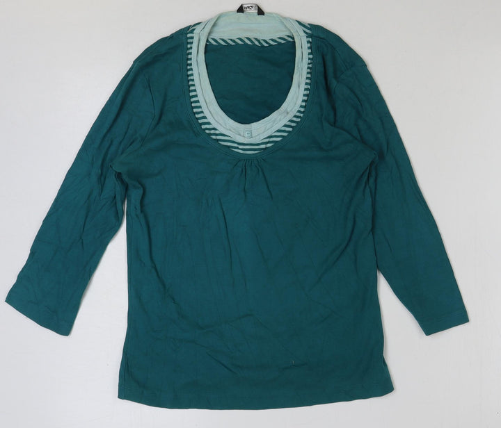 M&Co Womens Green Cotton Basic T-Shirt Size M Scoop Neck