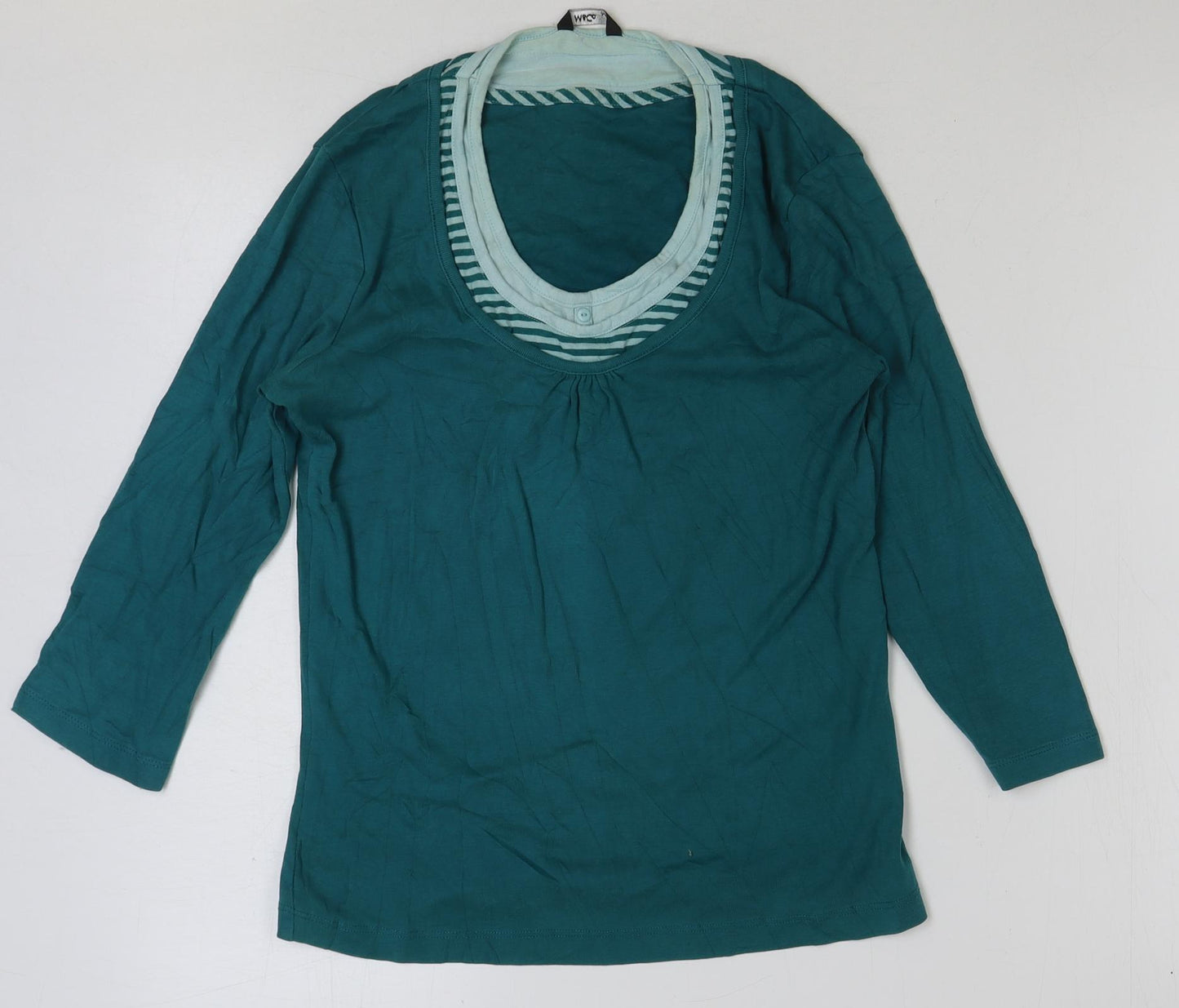 M&Co Womens Green Cotton Basic T-Shirt Size M Scoop Neck