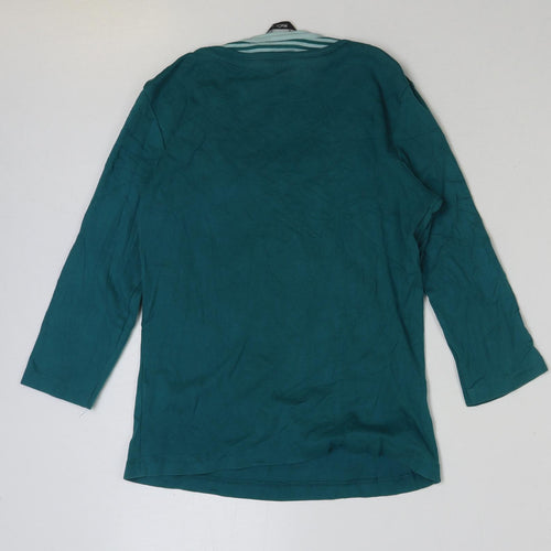 M&Co Womens Green Cotton Basic T-Shirt Size M Scoop Neck