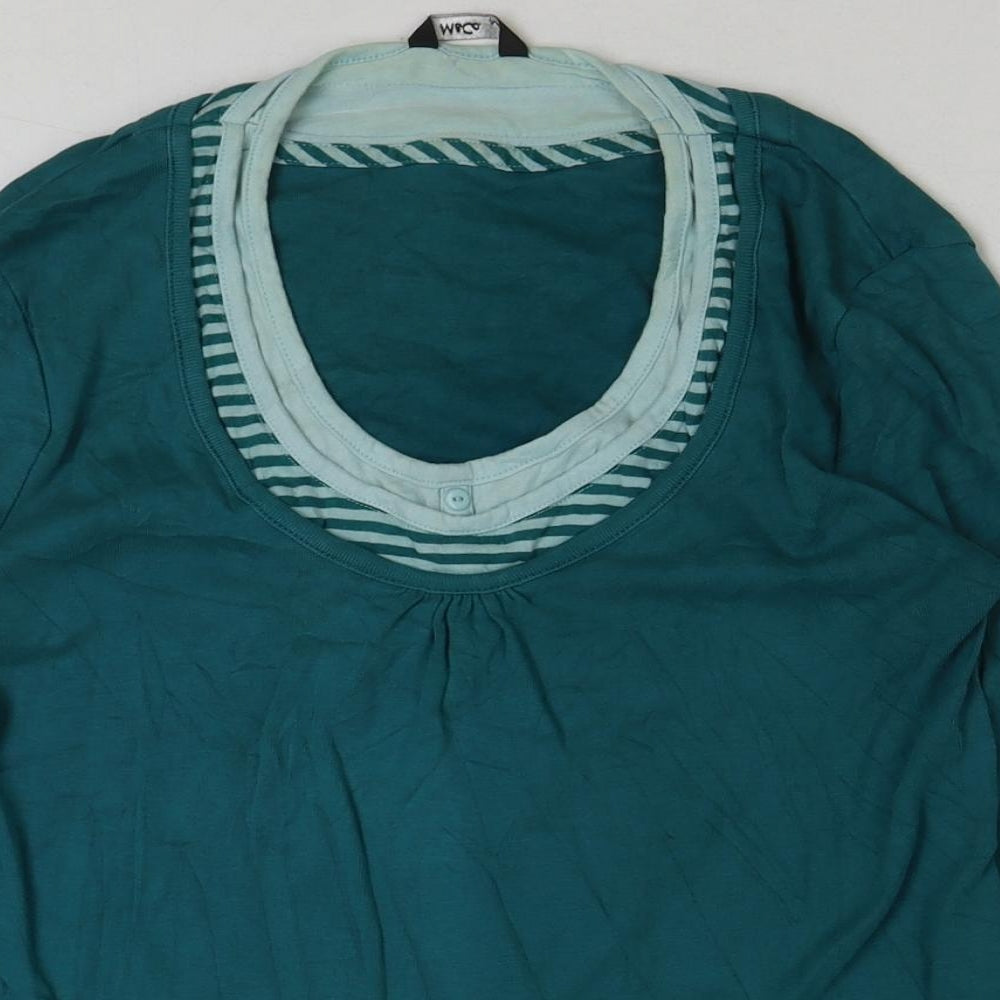 M&Co Womens Green Cotton Basic T-Shirt Size M Scoop Neck
