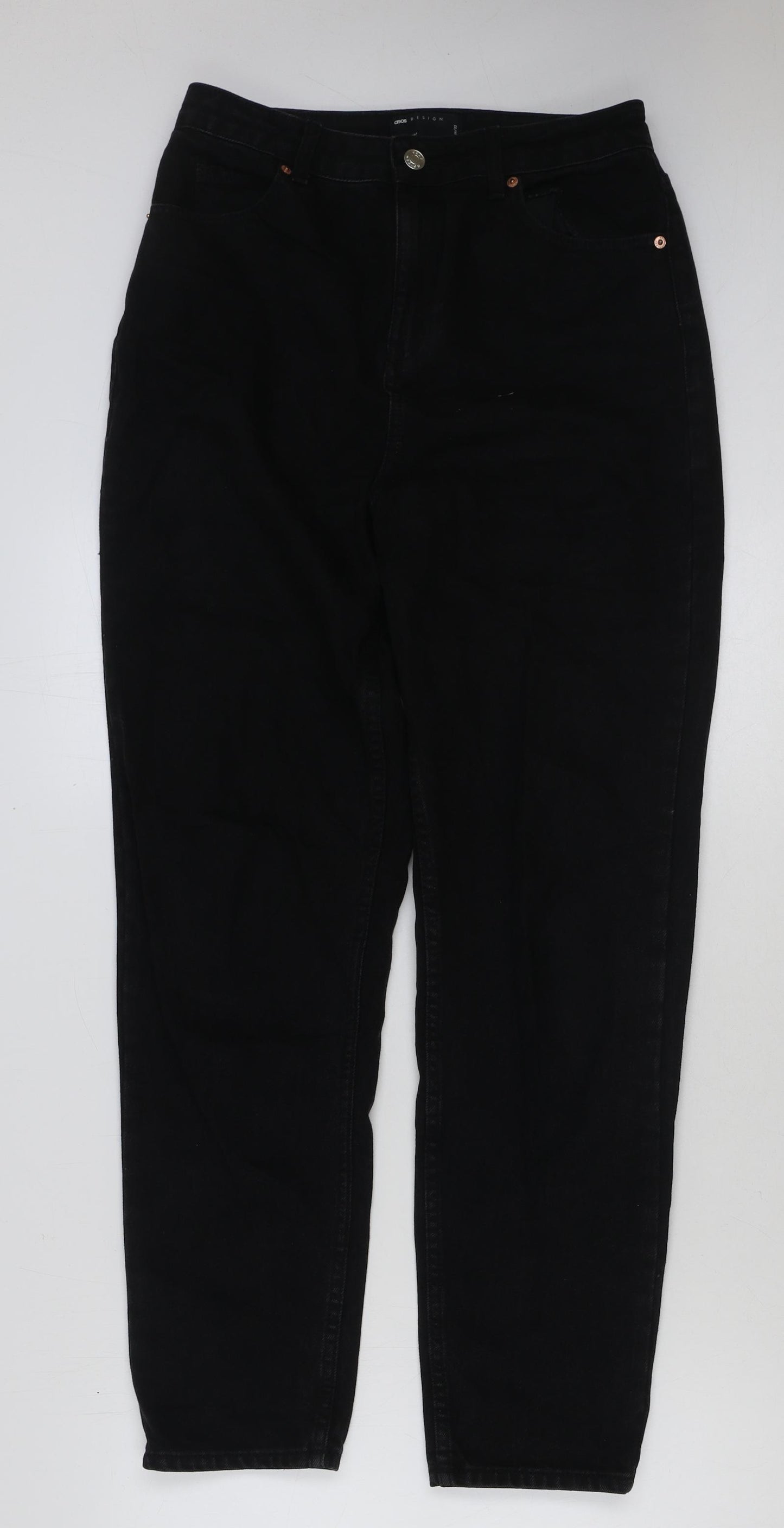 ASOS Womens Black Cotton Mom Jeans Size 28 in L32 in Regular Button