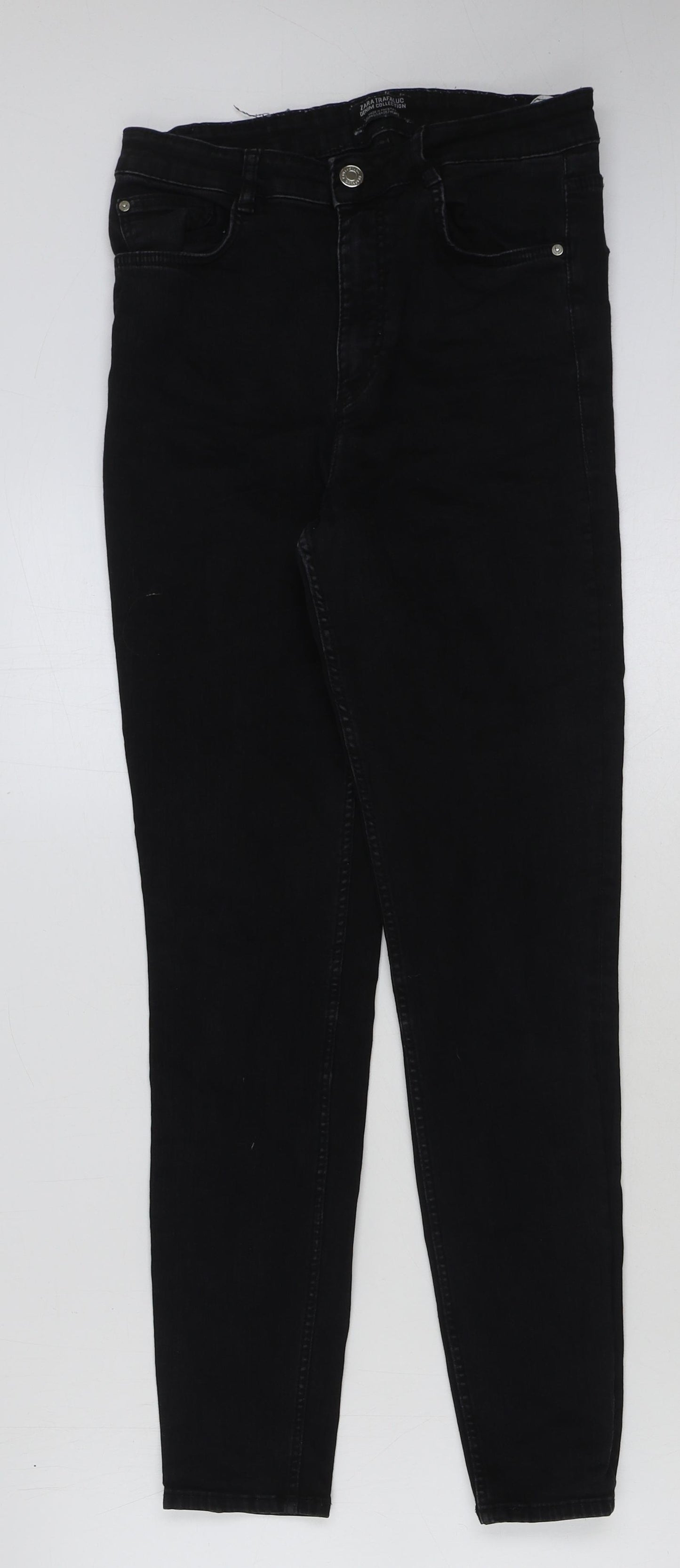 Zara Womens Black Cotton Skinny Jeans Size 10 L27 in Regular Button