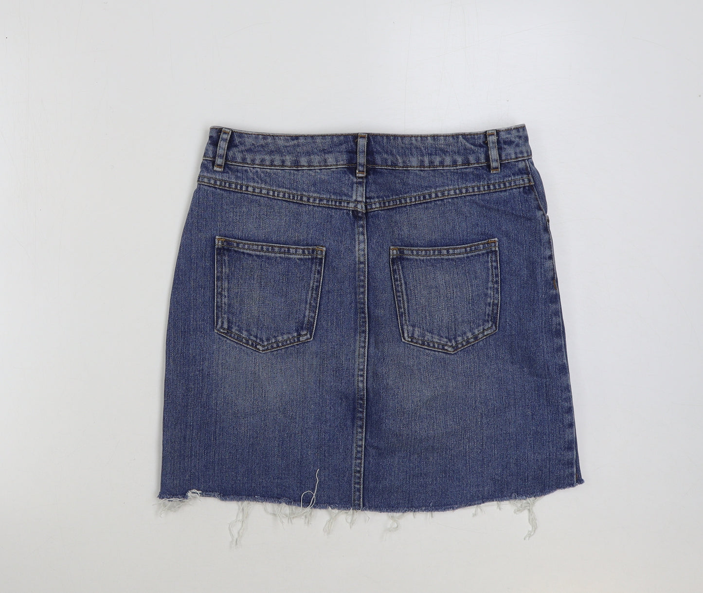 ASOS Womens Blue Cotton Mini Skirt Size 10 Button