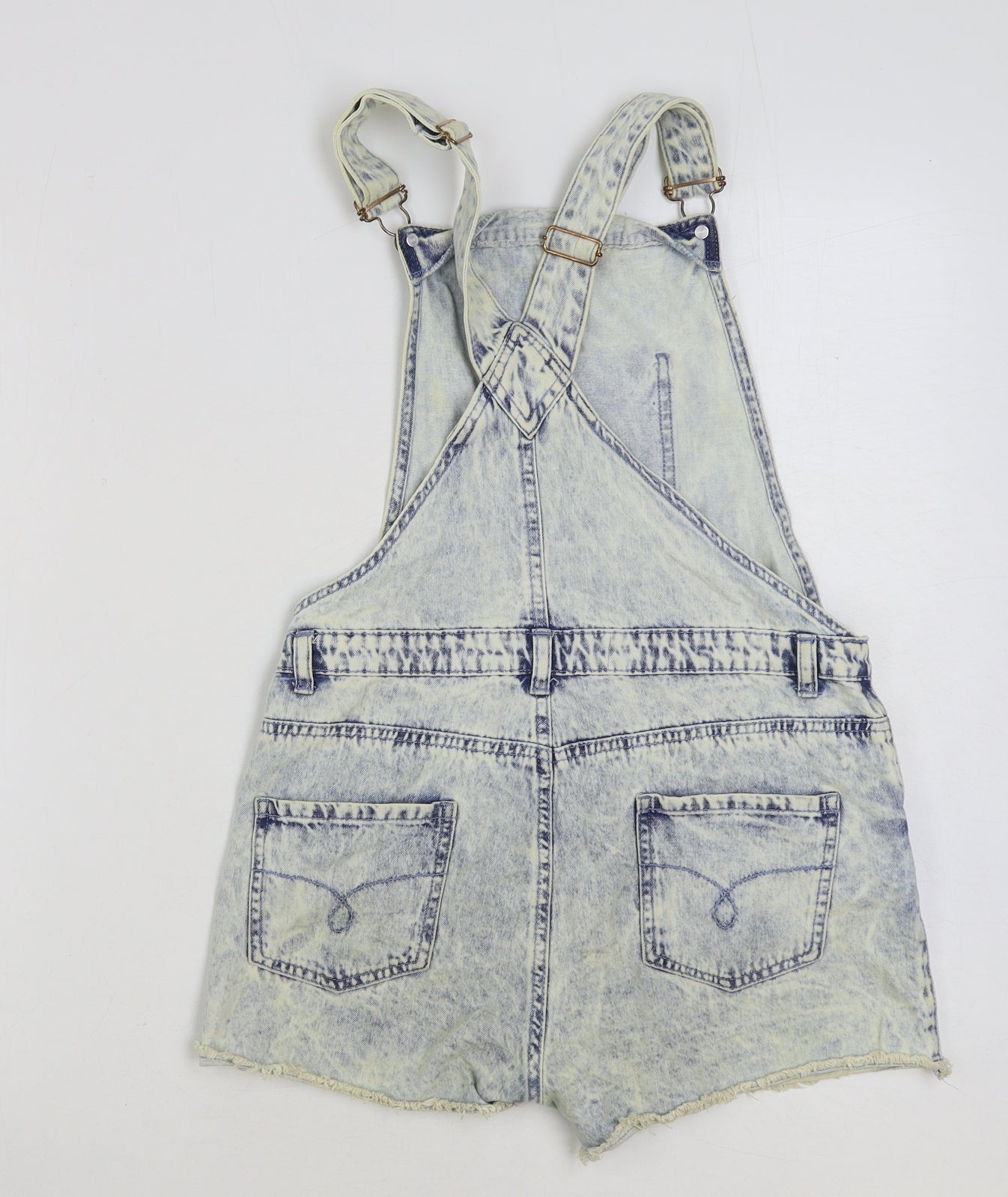 Denim & Co. Girls Blue Cotton Dungaree One-Piece Size 13-14 Years Buckle